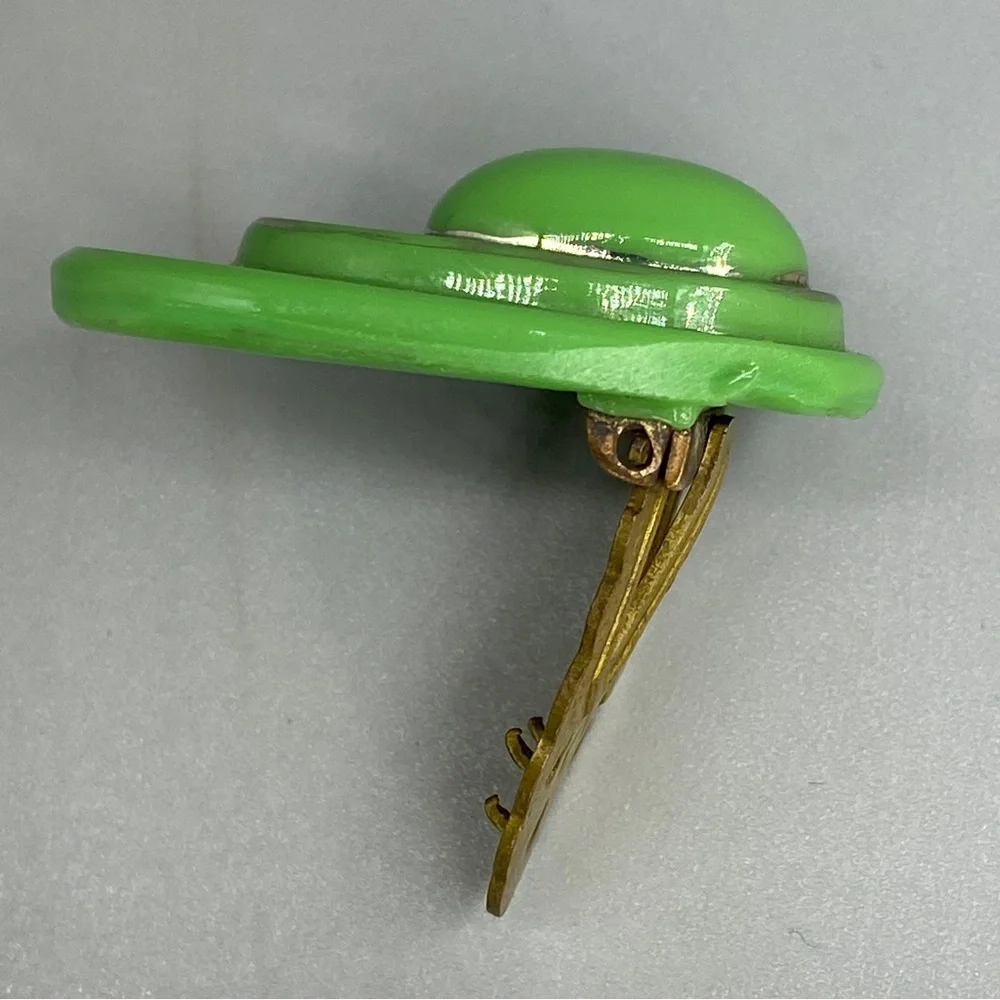 Vintage Art Deco Poured Glass Dress Clip Pin - Picture 15 of 15